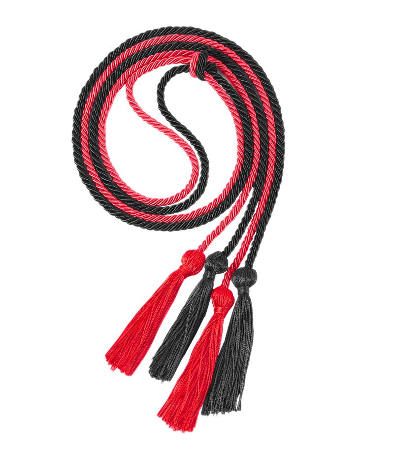 UIALECG Double Graduation Honor Cords - Black and Red,68" Long - Image 1